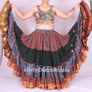 25 Yard Skirt/Gypsy Skirt/ATS Skirt/Tribal Skirt/Belly Dance Skirt/4 Tiered/Bohemian/Renaissance/Festival Skirt/Pirate/Steampunk/Gothic/FCBD