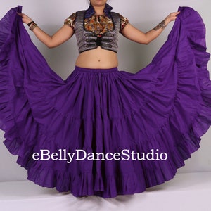Women Skirt/25 Yard Skirt/ATS Gypsy Skirt/Tribal Skirt/Belly Dance Skirt/Tiered/Long/Flamenco/Hippie Boho/Renaissance/Festival/Cotton Skirt Bluish Purple