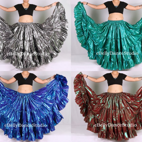 25 Yard Skirt/Shimmery Skirt/Gypsy Skirt/Tribal Skirt/Belly Dance Skirt/4 Tiered/Flamenco/Bohemian/Renaissance/Festival Skirt/Cosplay/Gothic