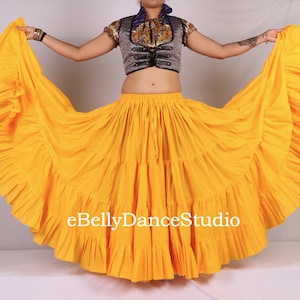 Women Skirt/25 Yard Skirt/ATS Gypsy Skirt/Tribal Skirt/Belly Dance Skirt/Tiered/Long/Flamenco/Hippie Boho/Renaissance/Festival/Cotton Skirt Yellow
