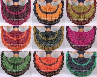 Falda Jaipur/Falda de 25 yardas/Falda ATS/Falda gitana/Falda de danza del vientre/Falda tribal/Falda de lunares/Larga/Falda Bandhani/Renacimiento/Boho