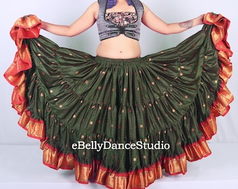 Grey Belly Dance Skirt, 25 Yard, Silk Blend, Saree Trim“boho Skirt