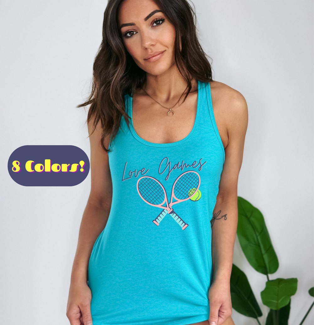Snorider Design Tennis Love Games Tank Top - 80'S 90'S Neon Colors! Ladies Tank, Tennis Player, Tennis Tank, Active Top, Sports Tank, Tennis Skirt, Tanktop