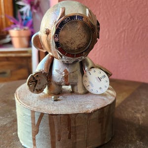 Omega Seamaster Figurine - Custom Spraypaint Kidrobot Dunny, Gold, Silver, Omega Statue,