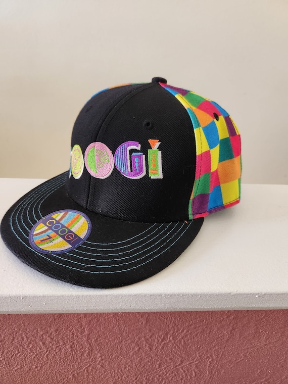 Vintage COOGI Rainbow Checkered Fitted Baseball Ca