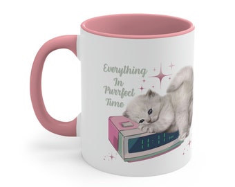 TODO en TIEMPO PERFECTO ~ Taza de café, Regalo para amantes de los gatos, Afirmaciones, Afirmaciones positivas, Palabras diarias, Palabras de afirmación, Ángel, 111