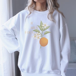 ORANGE BLOSSOM~ Je M'en Fous (I Don't Care) Sweter w stylu francuskim, botaniczny, wiosenny, estetyczny, sweter botaniczny, vintage, modny