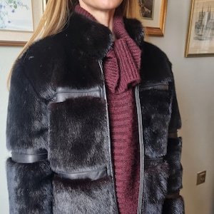 Mink Fur Coat, Womens Mink Fur Jacket, Black Mink Fur Jacket, Mahogany Mink Fur Jacket, Womens Fur Clothing, Reversible Jacket