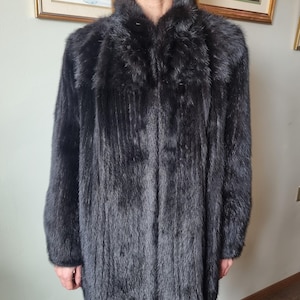 Vintage Black Real Mink Fur Coat, Womens Fur Coat, Short Fur Coat, Nerz Pelz Mantel,  Mink Fur Jacket, Dark Mink Fur Coat S M