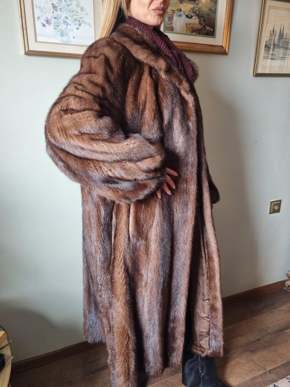 Warm Jackets Overcoat Faux Fur Coat 3x Whiskey Mink Fur Coat: Full