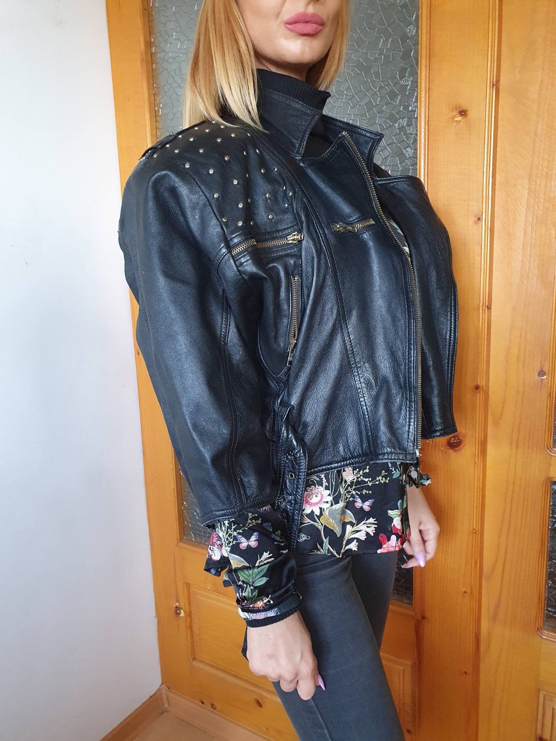 Chaqueta De Motorista O De Rockero Negra Para Hombre