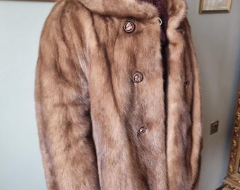 Vintage Beige Mink Fur Coat: Women's Jacket, Size M/L DDP delivery