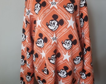 Gucci x Disney Mickey Mouse Sweater, Alessandro Michele Orange Wool Knit Jumper, GG Monogram Pattern Designer Sweater