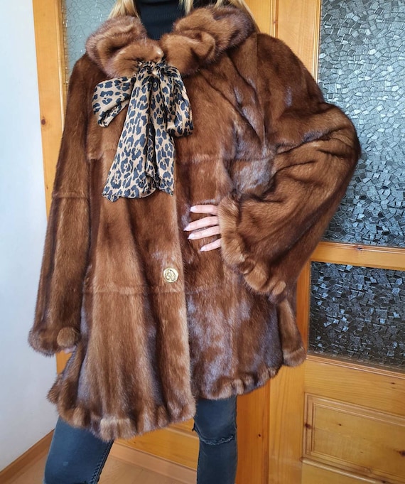 Mink Fur Coat, Womens Mink Fur Coat, Whiskey Mink