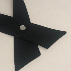 1960s Satin Continental Tie Mid Century Men's Vintage Black Crossover Bow Tie 1960s Satin Continental Tie Mid Century Men's Vintage Black Crossover Bow Tie