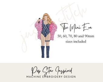 MINI Pop Star Taylor Inspired Outfit Machine Embroidery Design | Digital Download – 5 Sizes Included