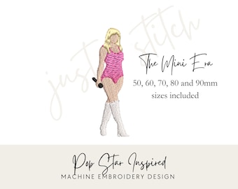 MINI Pop Star Taylor Inspired Outfit Machine Embroidery Design | Digital Download – 5 Sizes Included