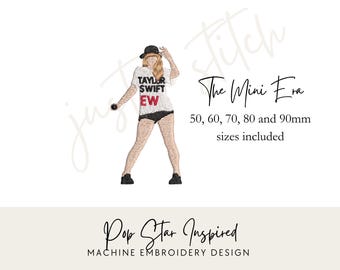 MINI Pop Star Taylor Inspired Outfit Machine Embroidery Design | Digital Download – 5 Sizes Included