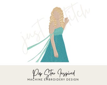Op popster Taylor geïnspireerde outfit machine borduurwerk ontwerpen | Digitale download – 3 formaten inbegrepen