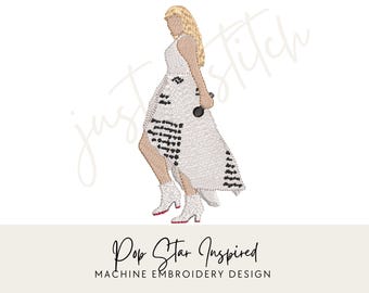 Pop Star Taylor Inspired Outfit Machine Embroidery Design | Digital Download – 3 Sizes Included