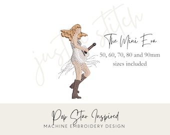 MINI Pop Star Taylor Inspired Outfit Machine Embroidery Design | Digital Download – 5 Sizes Included