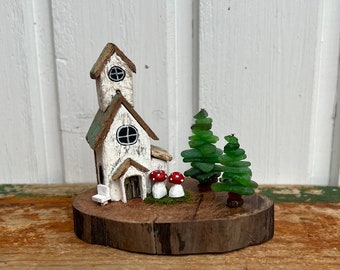 Cottages made of driftwood, Driftwood houses, Driftwood decoration, Decoration made of driftwood, Church made of driftwood, Gift made of driftwood