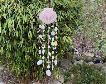 Mussel Mobile to Scallop, Scallop Mobile, Wind Chime, Shell Wind Chime, Mobile