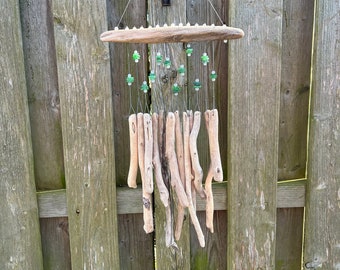 Mobile made of driftwood and shells, driftwood mobiles, wind chimes, chimes