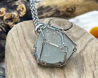 Collier en verre de mer, verre de mer, verre de mer, maritime, bijoux, flotsam, recyclé, plage, mer, maritime, collier, bijoux, mer