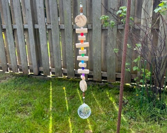Rainbow crystal driftwood garland/mobile, rainbow crystal and driftwood suncatcher, flotsam mobile, driftwood mobile