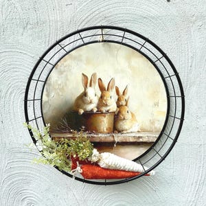 Rustic Farmhouse Rabbit Tray Wall Decor, Prim Bunny Carrot Decor, Gift for Gardener, Bunny Porch Decor,New Home Wedding Anniversary Gift