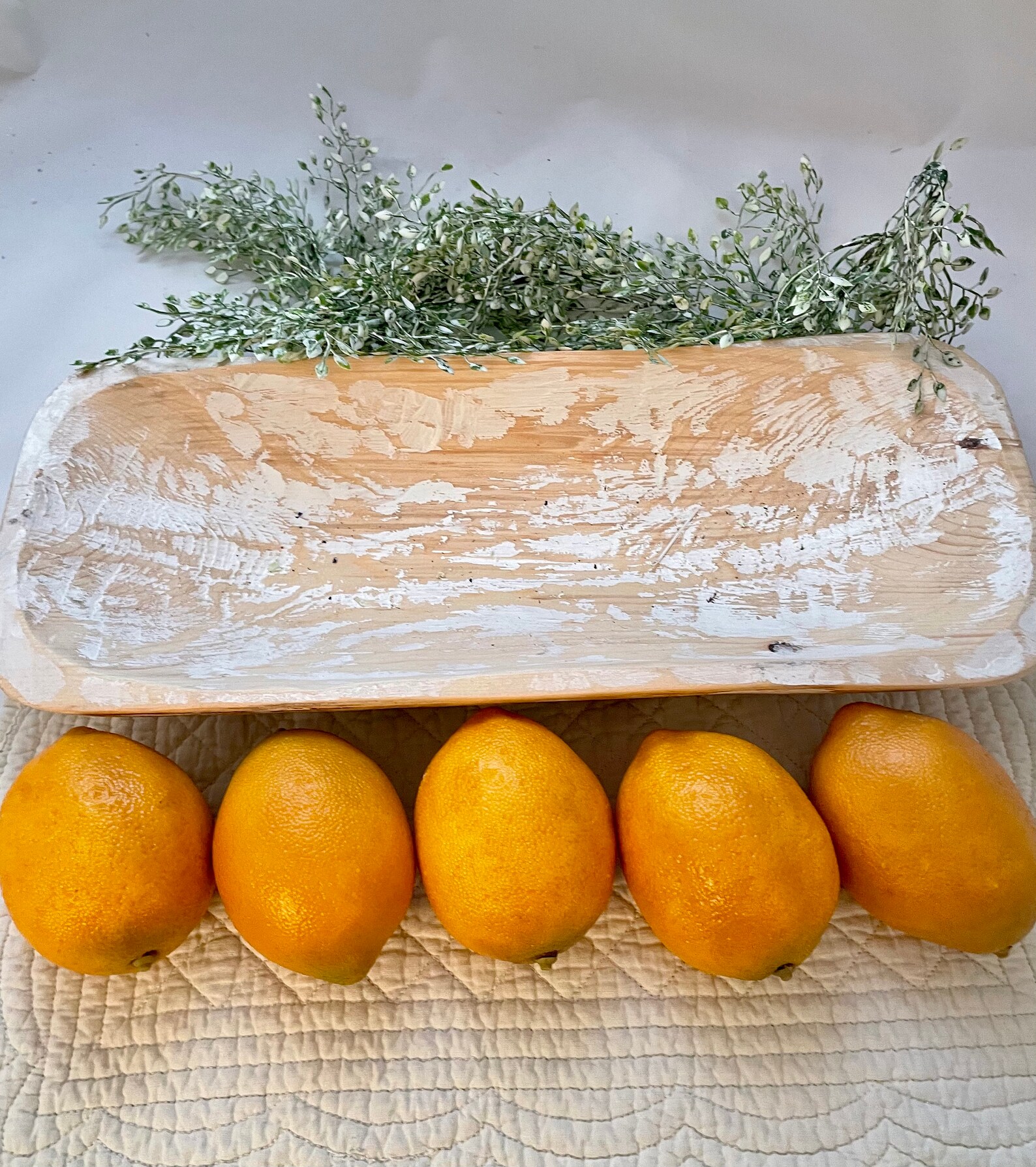 3 Pc Carved Dough Bowl w Lemons and Greens Lemon Summer Etsy