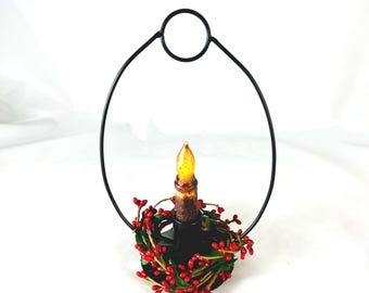 Prim Farmhouse Candle Holder: Rustic 3 Pc Table Candle Ring