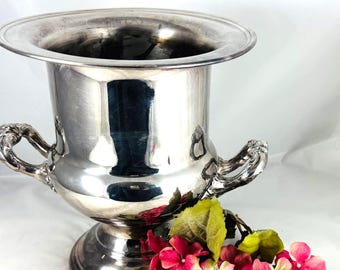 Vintage Silverplate Wine Bucket: Newport Gorham RI Champagne Cooler, Formal Floral Table Decor