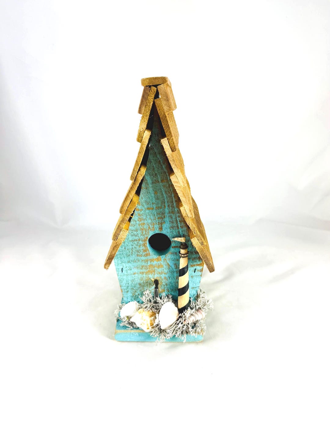 Nautical Coastal Birdhouse, Rustic Lighthouse Centerpiece, Gift for ...