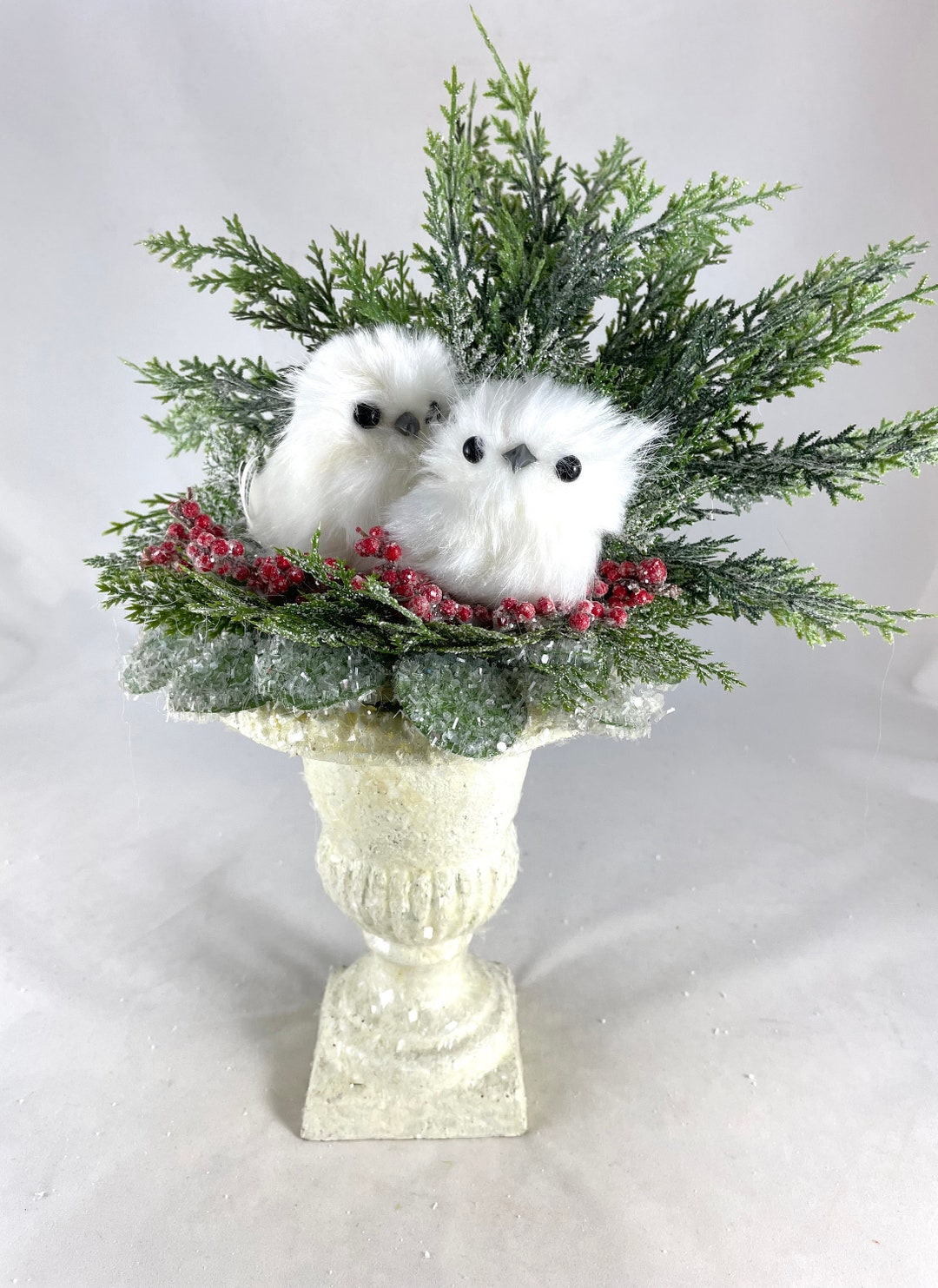 10 Winter Owl Bird Nest Owl Pine Table Decor Rustic Etsy