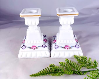 Vintage Milk Glass Candle Holder Set of 2: Westmoreland Glass, Antique Table Collectible Decor