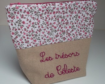 Customizable toiletry bag / to order / liberty linen pouch / fabric pouch / linen kit / gift idea