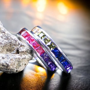 Rainbow Eternity-bandring 925 sterlingzilver, zirkonia&#39;s, Pride-ring
