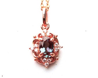 Farbwechsel Alexandrit Anhänger 18k Rose Gold Vermeil, Juni Birthstone