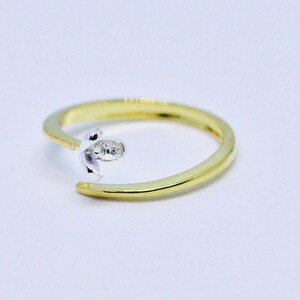 Snowdrop Flower Ring Silver and Gold , Spring , Simple Band , Clearance