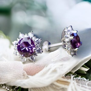 Mesmerizing Color Change Alexandrite Earrings in Sterling Silver 925 - Perfect for June Birthdays