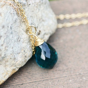 Paraiba Turmalin Anhänger 14k Gold Filled, Oktober Geburtsstein Bild 5