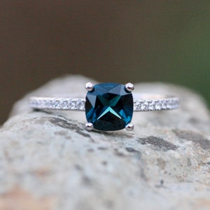 Created London Blue Topaz Ring Solid Sterling Silver 925 , December birthstone , Promise Ring