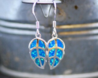Orecchini A Foglia Con Opale Bianco In Argento 925, POPLYKE, Regalo Per Donna Con Scatola Inclusa
