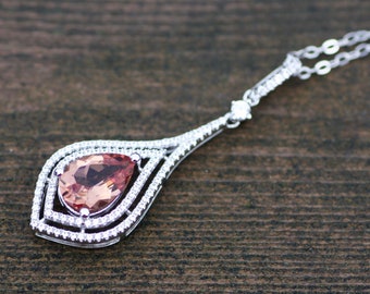 Victorian Design Color Change Diaspore Pendant in Solid Sterling Silver 925, Wedding