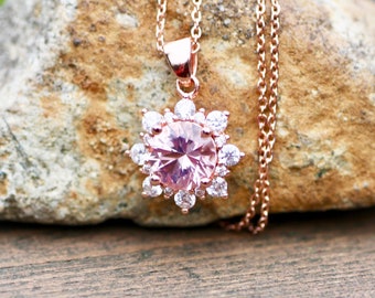 Pale Pink Morganite Pendant Handcrafted in 18K Rose Gold Vermeil, May Alternate Birthstone