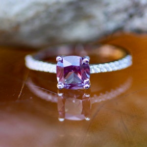 Simple and Pretty Alexandrite Engagement Ring Sterling Silver 925 , June Birthstone