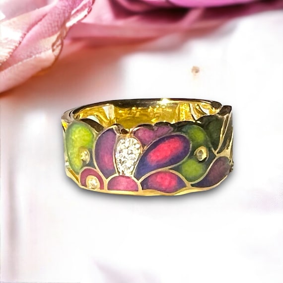 Enameled Ring18K Gold Plated Bangle Enameled Ring18K Gold Plated Bangle