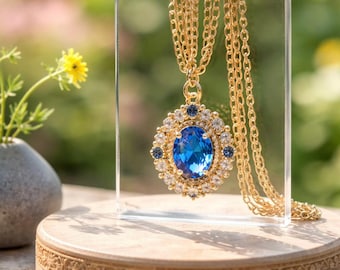 小さな天然ブルーカイヤナイトペンダント、ハンドメイド、ソリッド14K